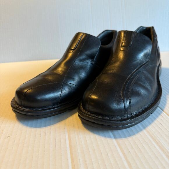 Clarks Black Leather Slip On Comfort Shoes 11M Men’s Casual Work Loafers - Picture 11 of 11